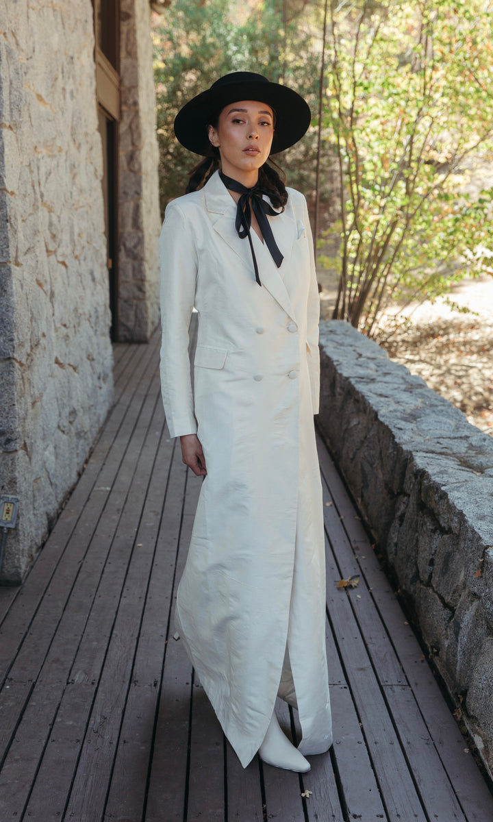 Cass- Silk Bridal Tuxedo Gown Cass- Silk Bridal Tuxedo Gown