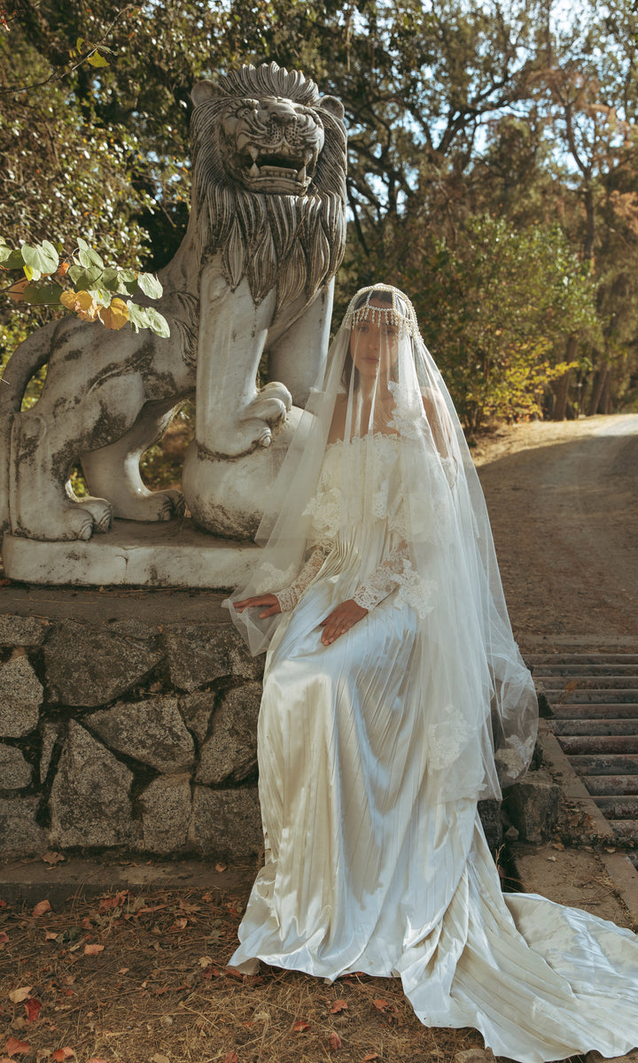 Luca- Pleated Silk Wedding Dress Daughters Of Simone Luca- Pleated Silk Wedding Dress Daughters Of Simone