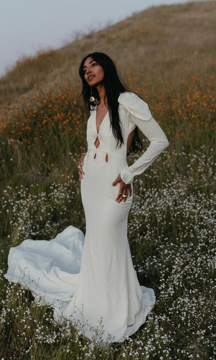 Jules - Silk Long Sleeve Backless Wedding Dress Jules - Silk Long Sleeve Backless Wedding Dress