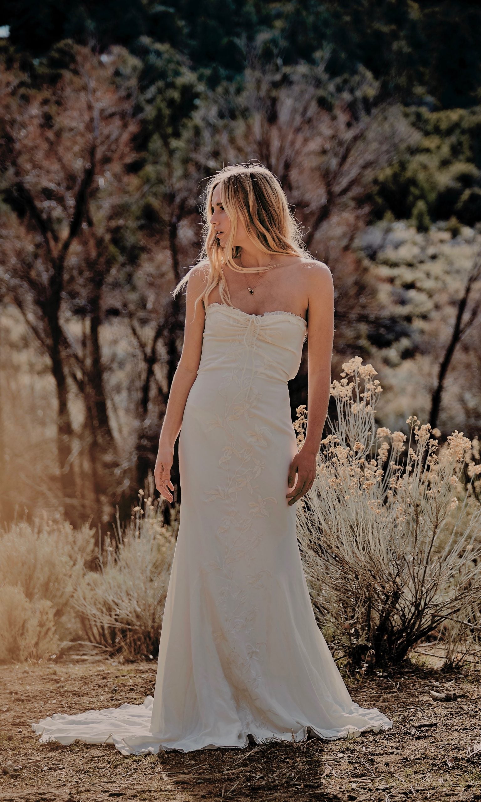 Strapless Silk Embroidered Wedding Dress